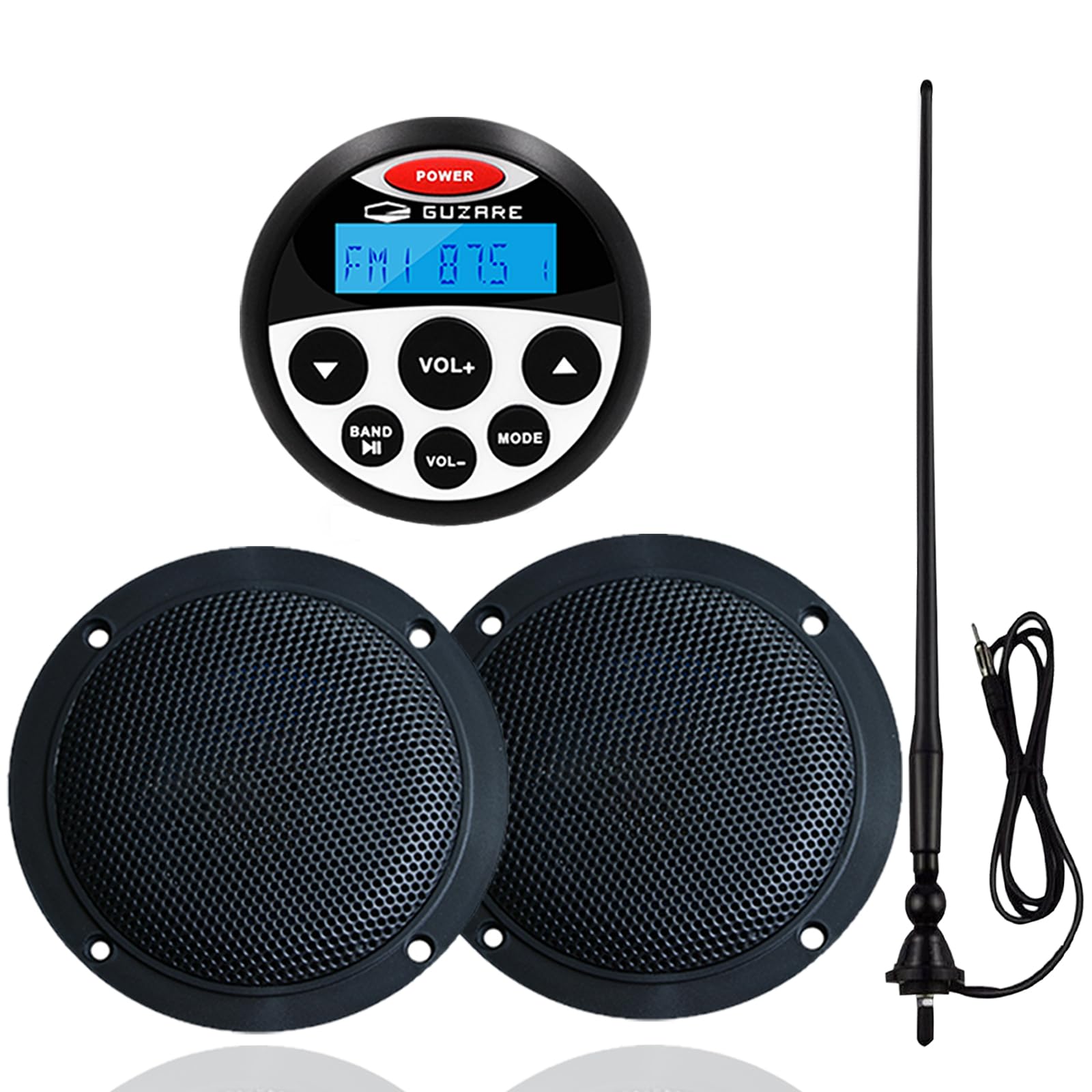 Marine Bluetooth Audio System Package   Waterproof Am Fm Marine Radio Receiver With 4 Inch Marine Speaker And Antenna Hasda 304.